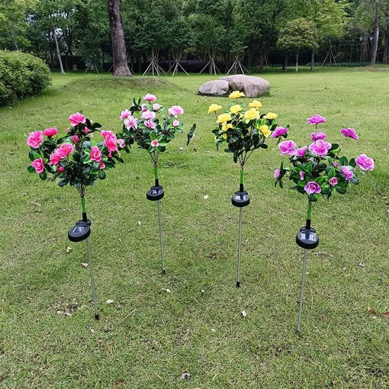 Solar Azalea Design Light Lawn Garden Outdoor Landscape Atmosphere LED Night Light - Pink