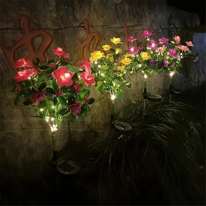 Solar Azalea Design Light Lawn Garden Outdoor Landscape Atmosphere LED Night Light - Pink