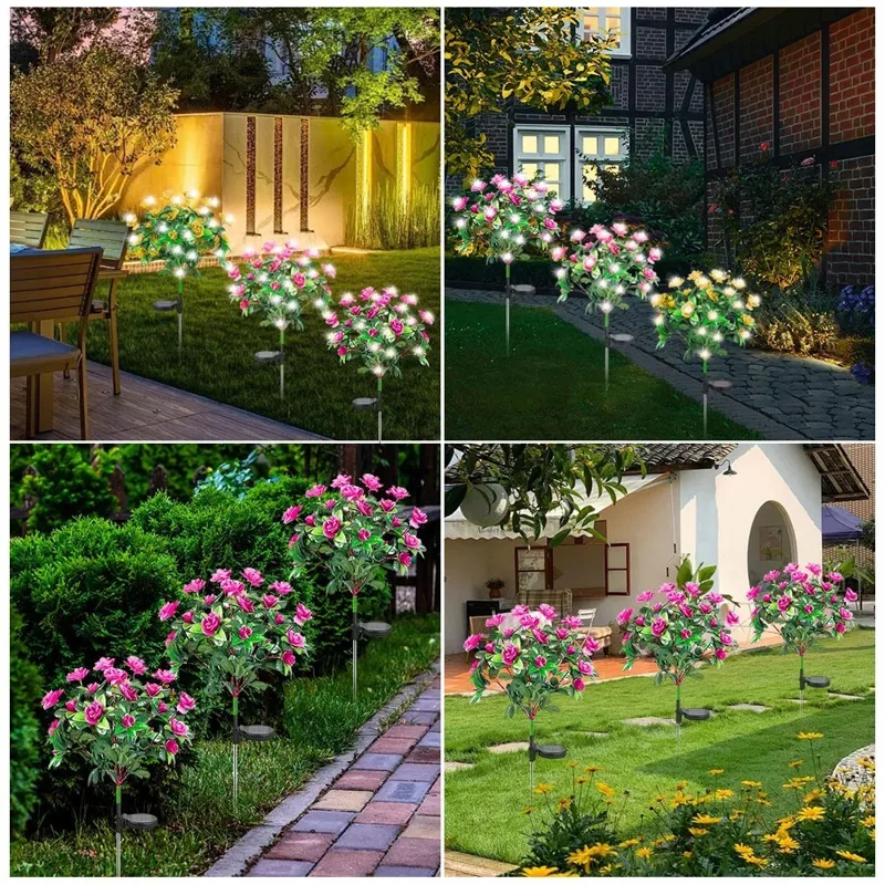 Solar Azalea Design Light Lawn Garden Outdoor Landscape Atmosphere LED Night Light - Pink