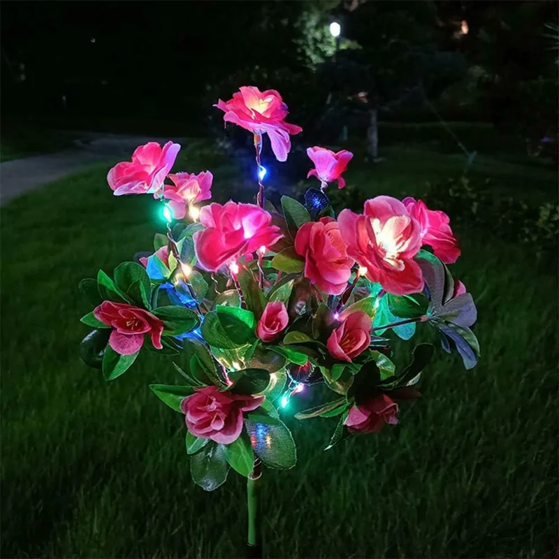 Solar Azalea Design Light Lawn Garden Outdoor Landscape Atmosphere LED Night Light - Pink