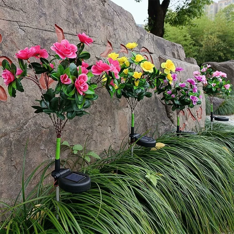 Solar Azalea Design Light Lawn Garden Outdoor Landscape Atmosphere LED Night Light - Pink