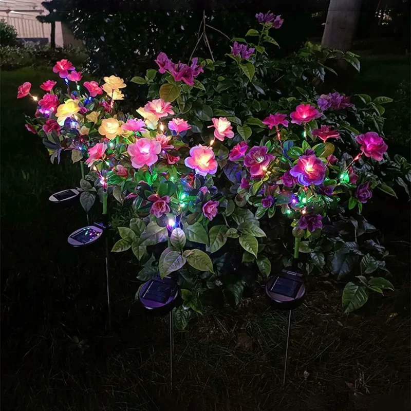 Solar Azalea Design Light Lawn Garden Outdoor Landscape Atmosphere LED Night Light - Pink