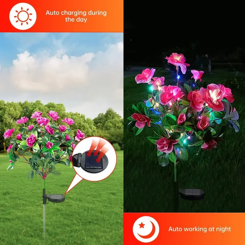 Solar Azalea Design Light Lawn Garden Outdoor Landscape Atmosphere LED Night Light - Pink