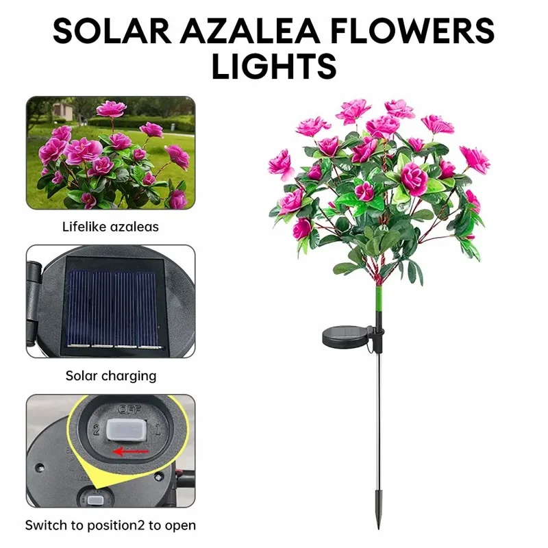 Solar Azalea Design Light Lawn Garden Outdoor Landscape Atmosphere LED Night Light - Pink