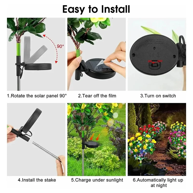 Solar Azalea Design Light Lawn Garden Outdoor Landscape Atmosphere LED Night Light - Pink