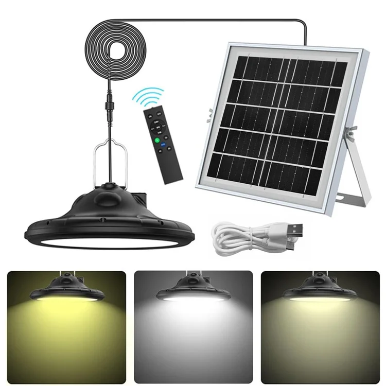Hanging Solar Light Waterproof Garage Garden Patio LED Lamp with Remote Control