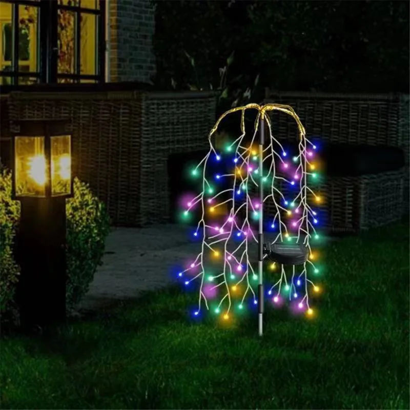 100LED Ground Insert Solar Fireworks Light Yard Garden Lawn Decor Simulation Fireworks Light - Colorful Light