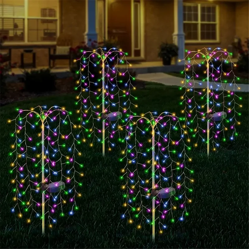 100LED Ground Insert Solar Fireworks Light Yard Garden Lawn Decor Simulation Fireworks Light - Colorful Light