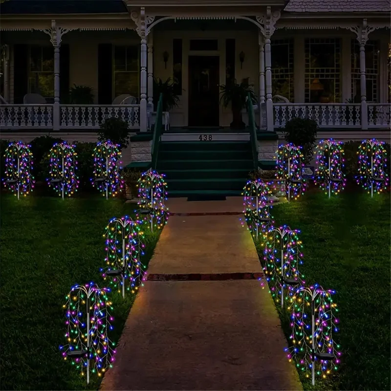 100LED Ground Insert Solar Fireworks Light Yard Garden Lawn Decor Simulation Fireworks Light - Colorful Light