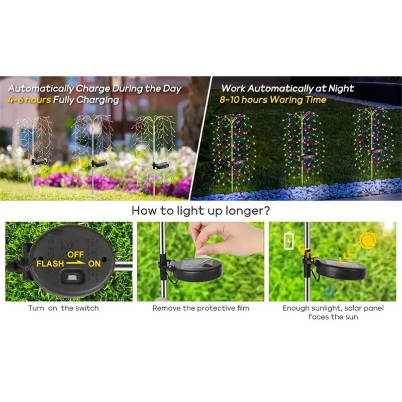 100LED Ground Insert Solar Fireworks Light Yard Garden Lawn Decor Simulation Fireworks Light - Colorful Light