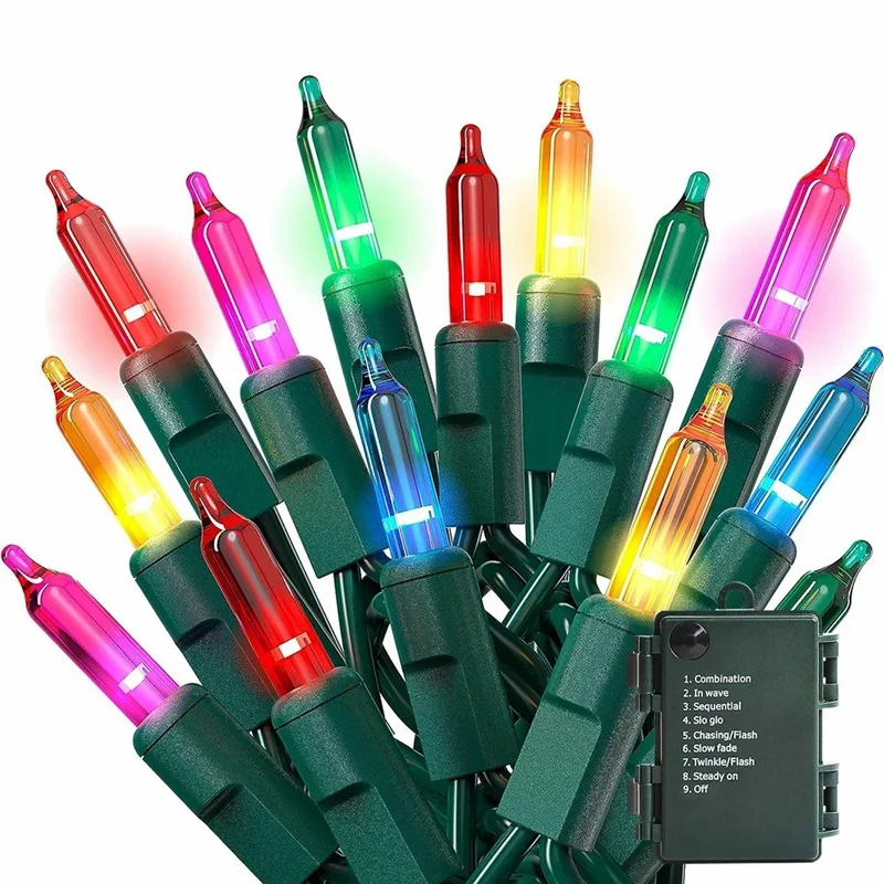 5m 50-LED Pointed Bulb String Light Waterproof Outdoor Indoor Festival Decorative Lamp - Colorful