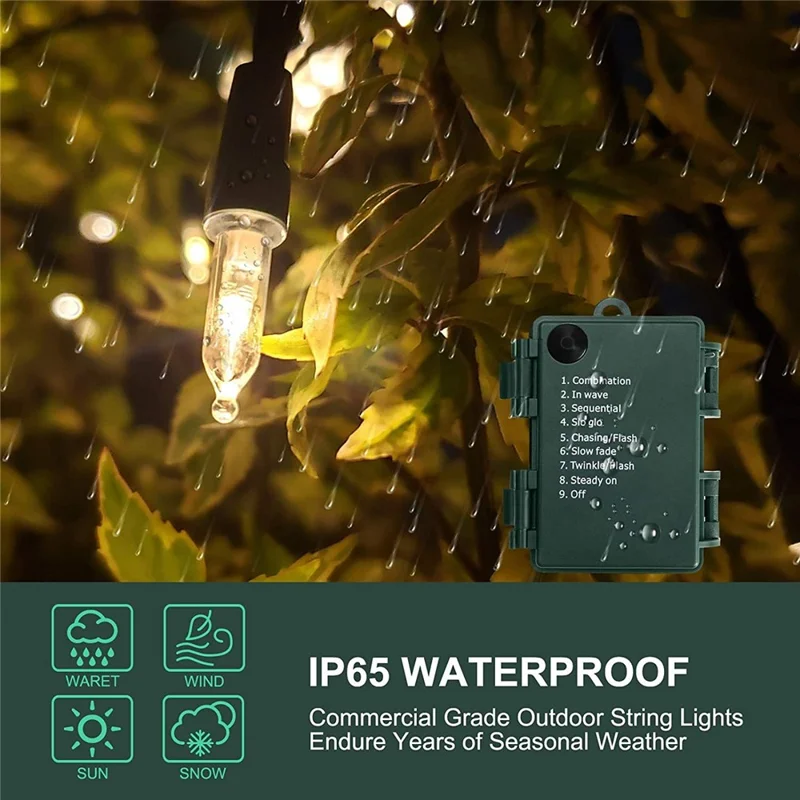 5m 50-LED Pointed Bulb String Light Waterproof Outdoor Indoor Festival Decorative Lamp - Colorful