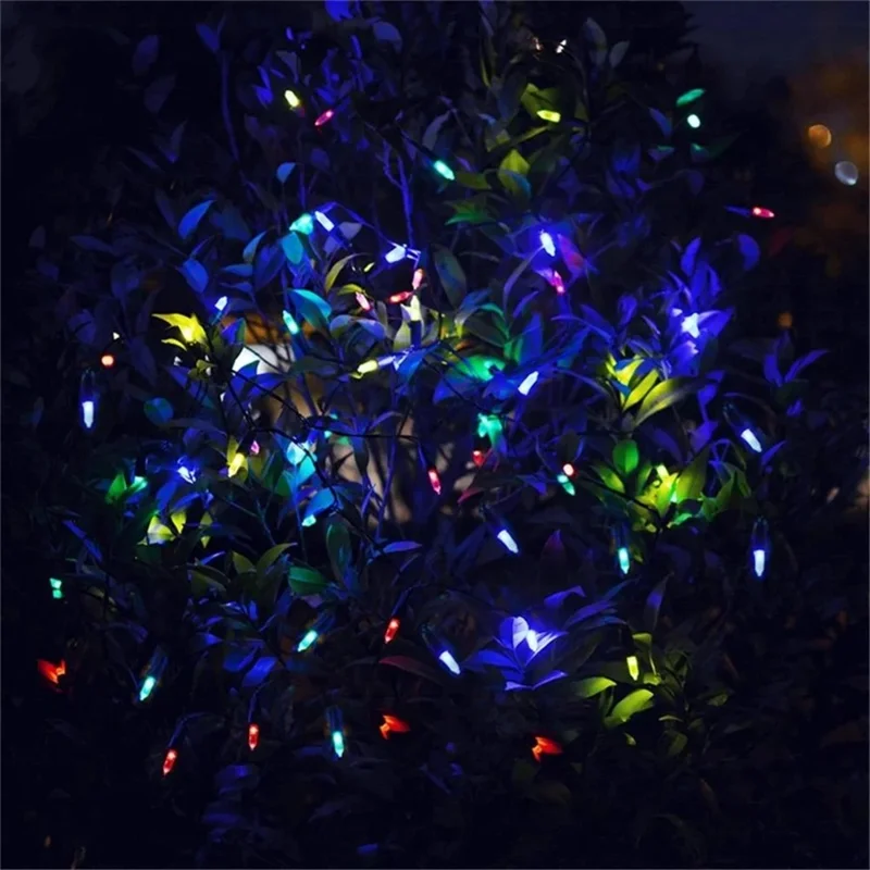 5m 50-LED Pointed Bulb String Light Waterproof Outdoor Indoor Festival Decorative Lamp - Colorful