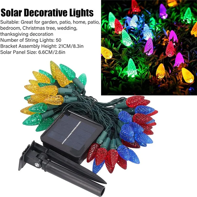 Luce a filo di fragola a LED da 5 m con 20 LED, 8 modalità Solare Outdoor Garden Yard Christmas Decorative Lamp - Luce colorata