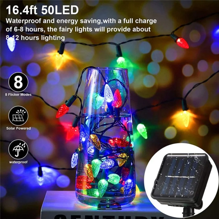 Luce a filo di fragola a LED da 5 m con 20 LED, 8 modalità Solare Outdoor Garden Yard Christmas Decorative Lamp - Luce colorata