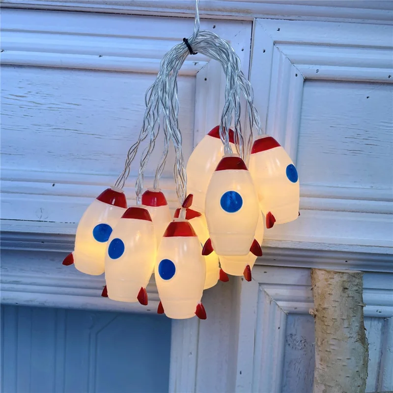 1.5m 10-LED Cartoon String Light Battery Powered Outdoor Home Decoration Lamp, Constant Light - Rocket