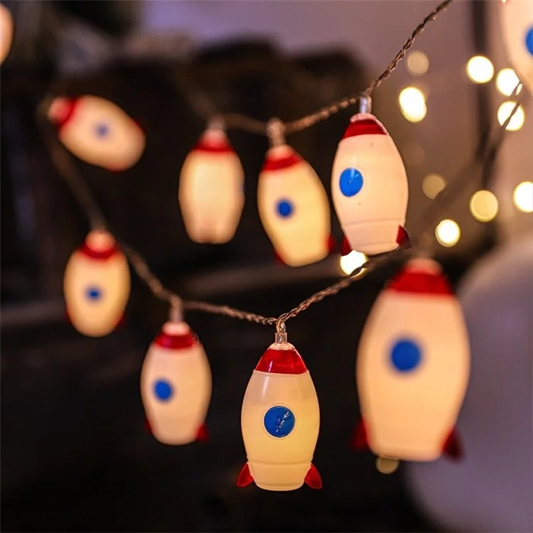 1.5m 10-LED Cartoon String Light Battery Powered Outdoor Home Decoration Lamp, Constant Light - Rocket