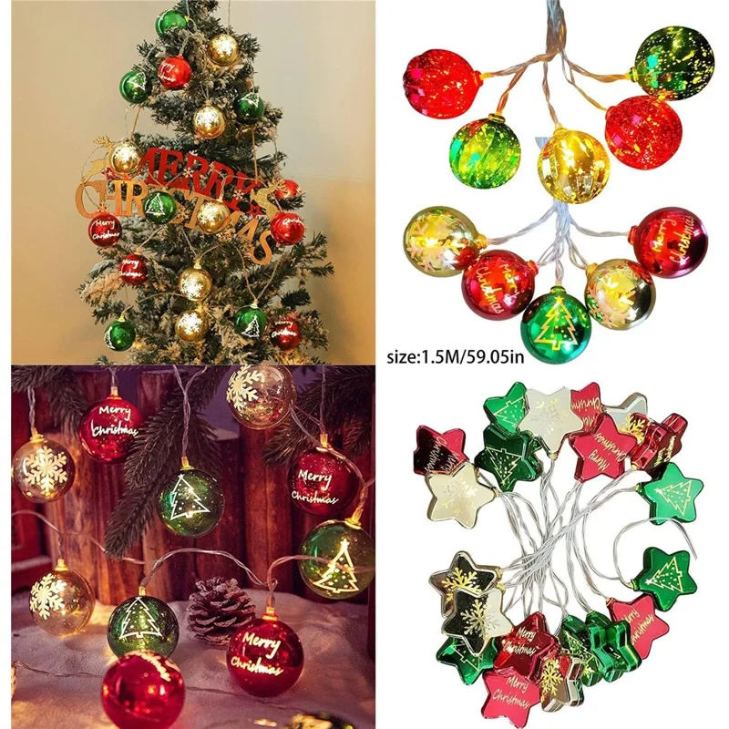1.5m 10-LED String Light Christmas Birthday Party Festival Decorative Lamp, Battery Powered+Constant Light - Ball