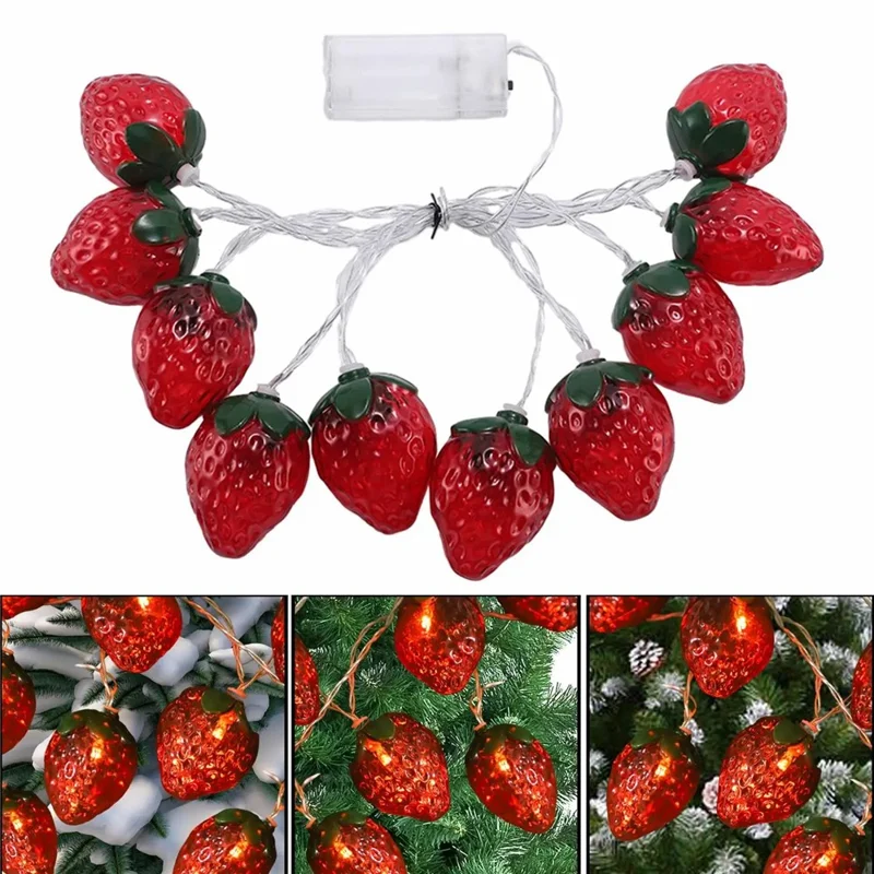 1.5m 10-LED Strawberry String Light Battery Powered Bedroom Decoration Lamp, Constant Light