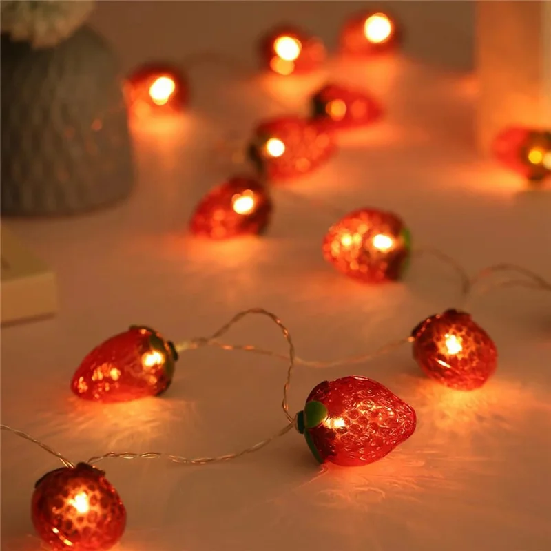 1.5m 10-LED Strawberry String Light Battery Powered Bedroom Decoration Lamp, Constant Light