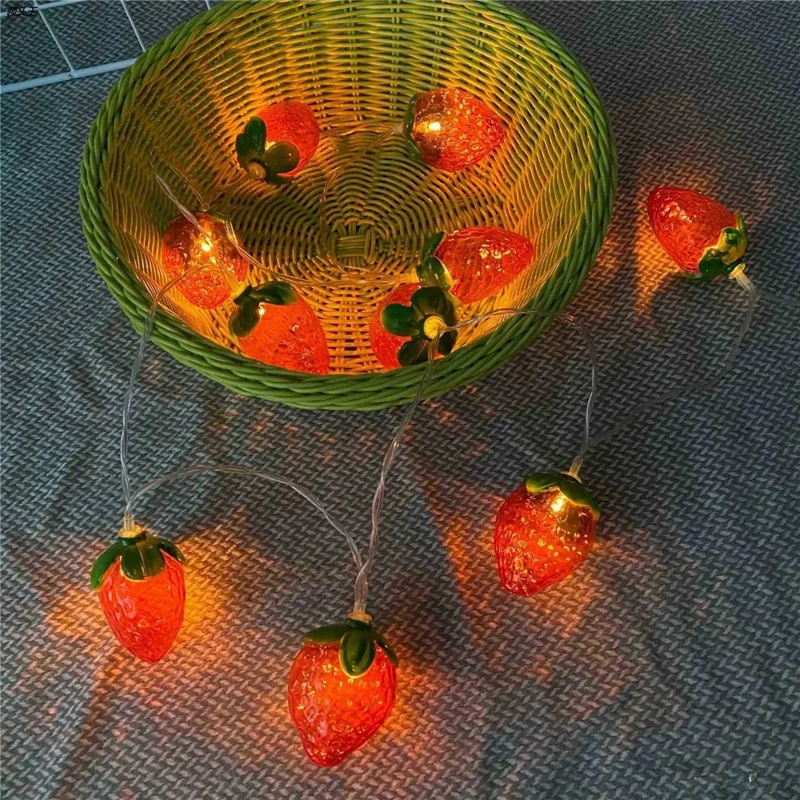 1.5m 10-LED Strawberry String Light Battery Powered Bedroom Decoration Lamp, Constant Light