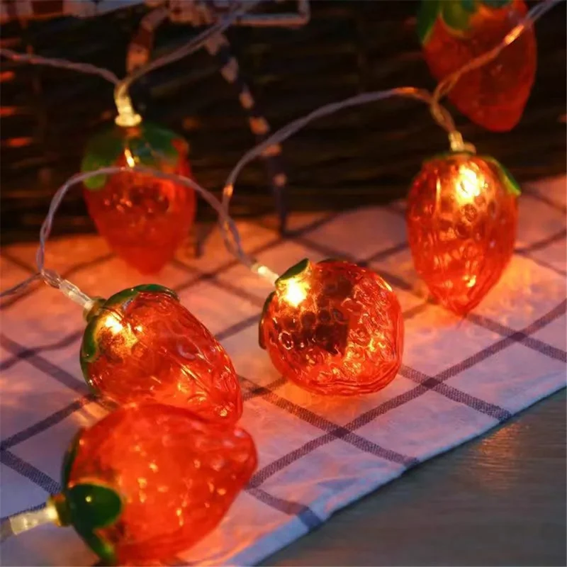 1.5m 10-LED Strawberry String Light Battery Powered Bedroom Decoration Lamp, Constant Light