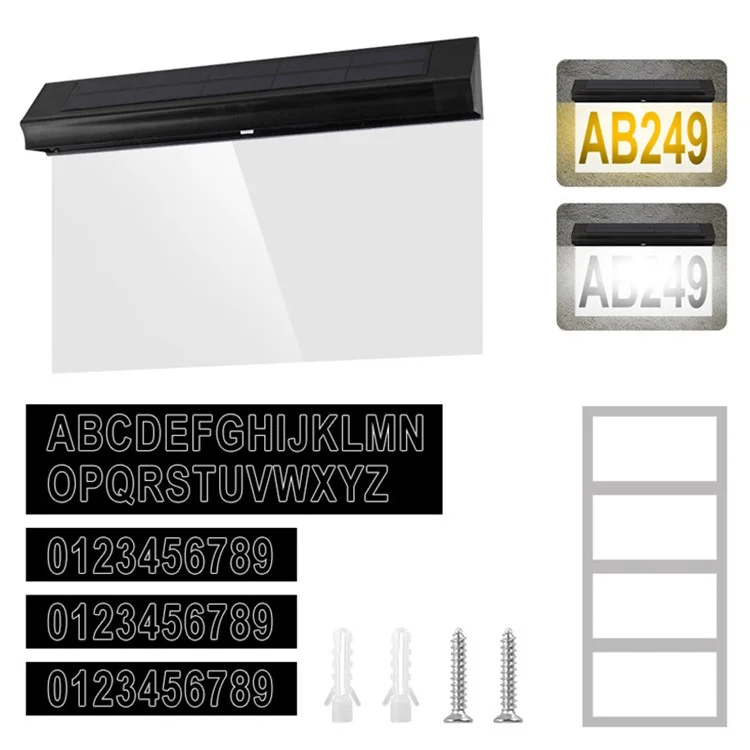 30-LED Solar Address Sign House Numbers Light mit 26 Alphabet+3 Gruppennummern+4-Raster-Papier