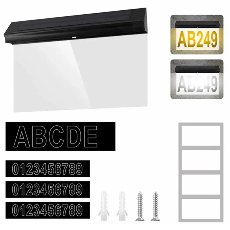30-LED Solar Address Sign House Numbers Light with 5 Alphabet+3 Group Number+4-Grid Paper