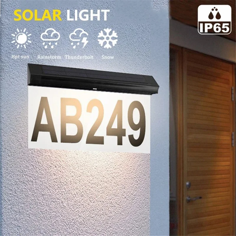 30-LED Solar Address Sign House Numbers Light with 5 Alphabet+3 Group Number+4-Grid Paper