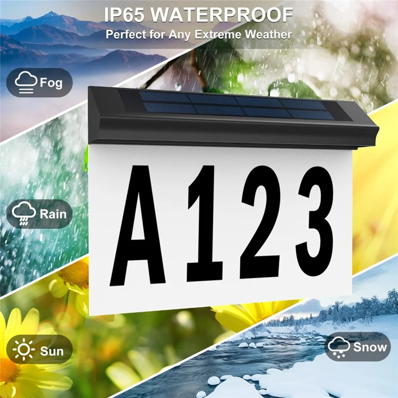 30-LED Solar Address Sign House Numbers Light with 5 Alphabet+3 Group Number+4-Grid Paper
