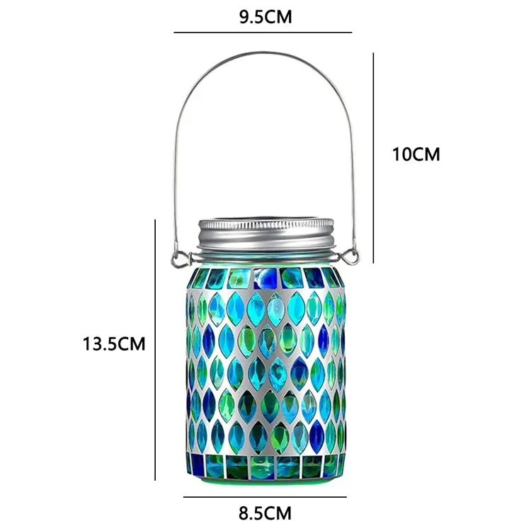 Solar Mosaic Lights Outdoor Hanging Lanterns Waterproof Night Lamps Decorations - Blue