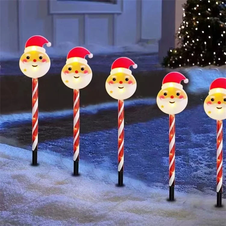 1 Set Adorno de Navidad Luz de Señal Solar para Césped Impermeable Estaca de Césped Lámpara Decoración Navideña - Muñeco de Nieve