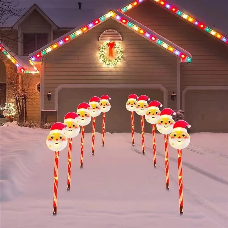 1 Set Adorno de Navidad Luz de Señal Solar para Césped Impermeable Estaca de Césped Lámpara Decoración Navideña - Muñeco de Nieve