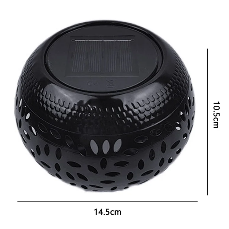 Hollow Out Retro Metal Solar Lantern Waterproof Outdoor Garden Patio Decor - Black