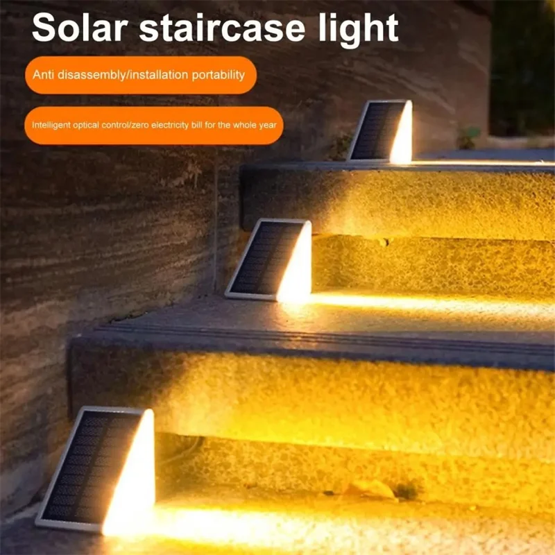 12Pcs 13-LED Solar LED Step Lights Anti-Theft Waterproof Outdoor Stair Decorative Lights - Warm Light