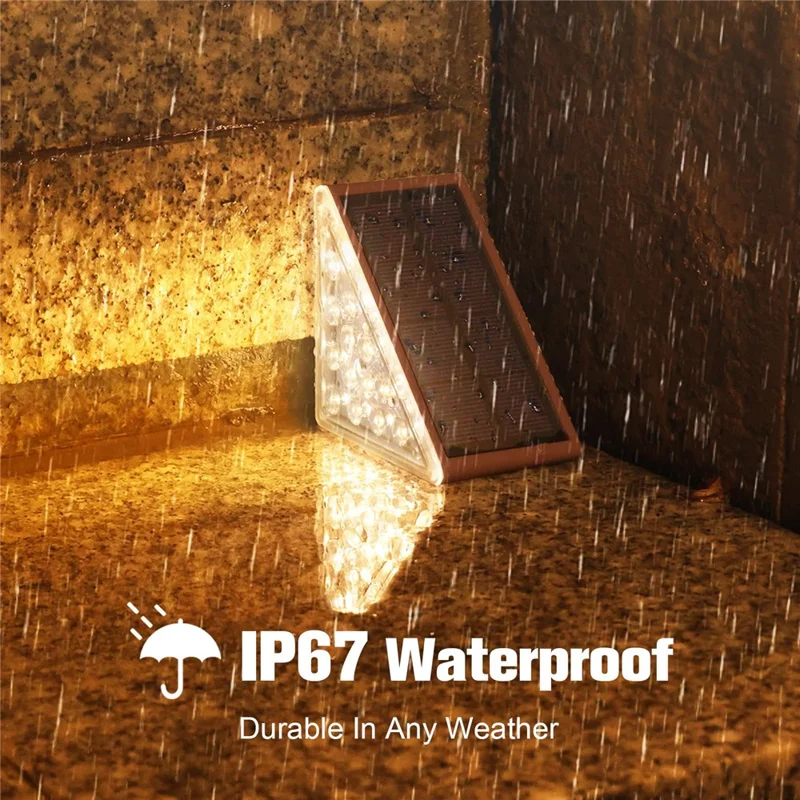 12Pcs 13-LED Solar LED Step Lights Anti-Theft Waterproof Outdoor Stair Decorative Lights - Warm Light