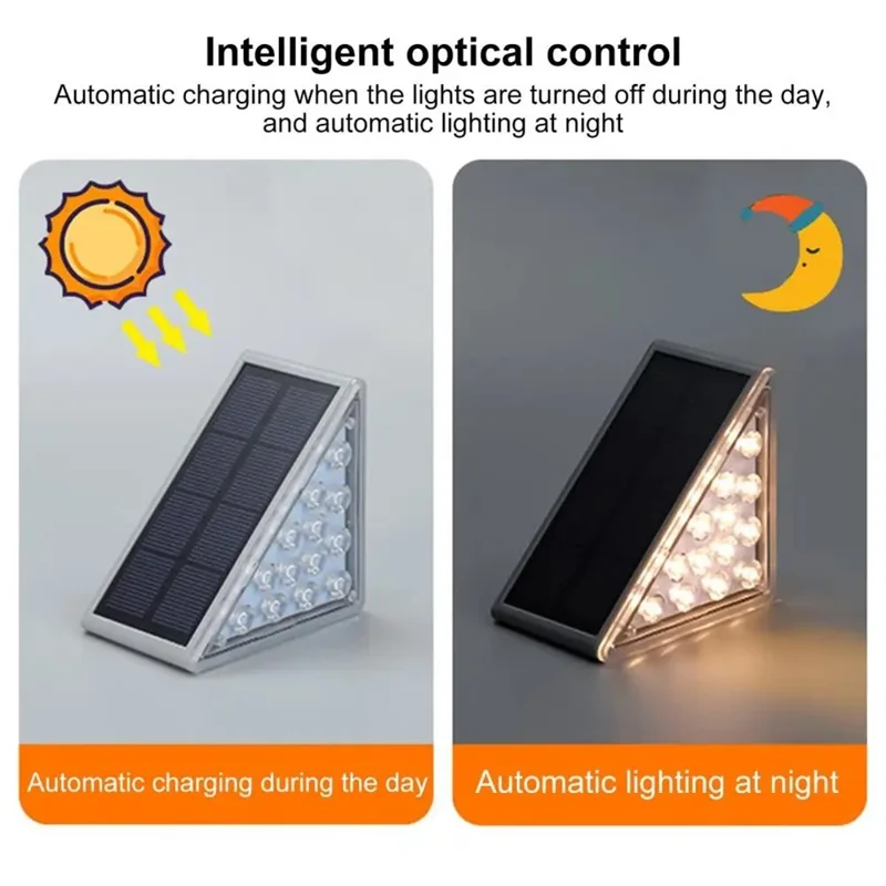 12Pcs 13-LED Solar LED Step Lights Anti-Theft Waterproof Outdoor Stair Decorative Lights - Warm Light