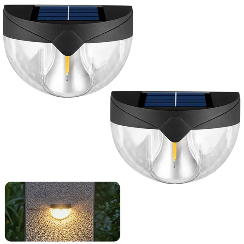 6010 2Pcs IP44 Waterproof Solar Powered Tungsten Lamp Outdoor Garden Wall Light - Warm Light
