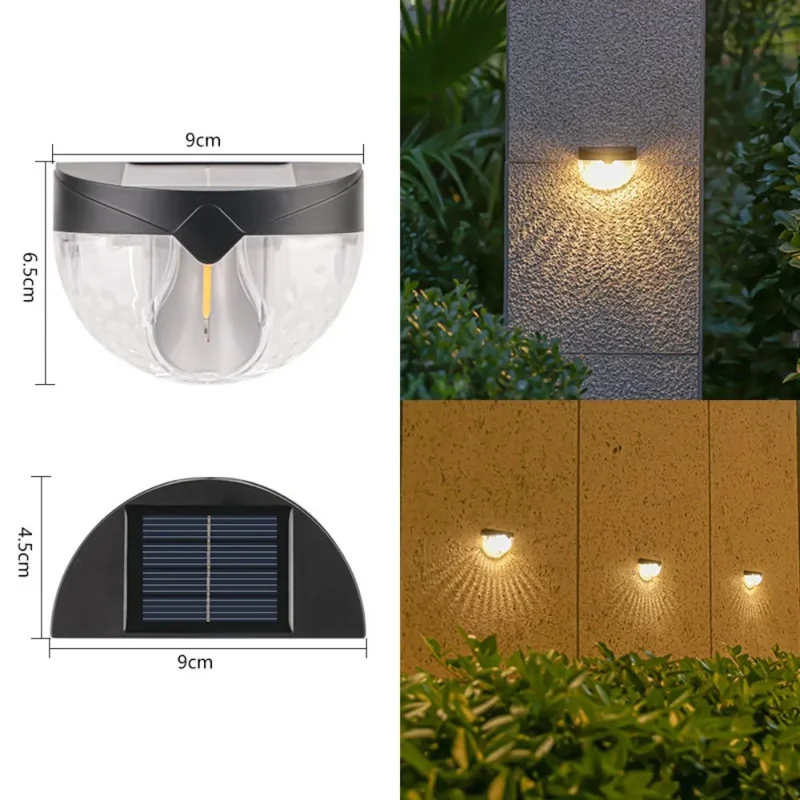 6010 2Pcs IP44 Waterproof Solar Powered Tungsten Lamp Outdoor Garden Wall Light - Warm Light