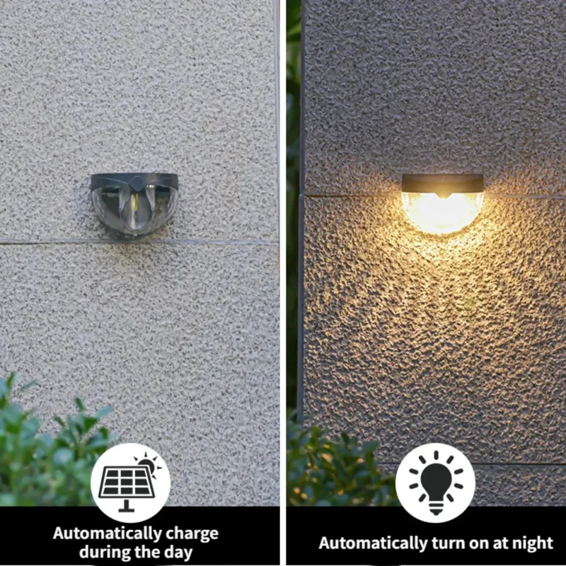 6010 2Pcs IP44 Waterproof Solar Powered Tungsten Lamp Outdoor Garden Wall Light - Warm Light