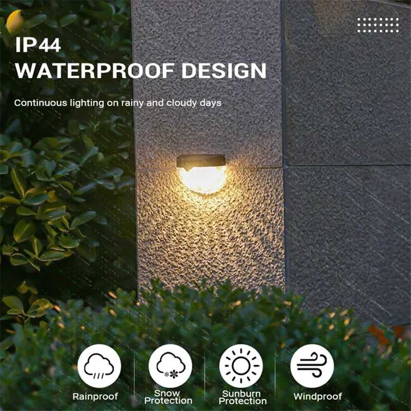 6010 2Pcs IP44 Waterproof Solar Powered Tungsten Lamp Outdoor Garden Wall Light - Warm Light