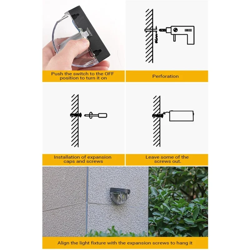 6010 2Pcs IP44 Waterproof Solar Powered Tungsten Lamp Outdoor Garden Wall Light - Warm Light
