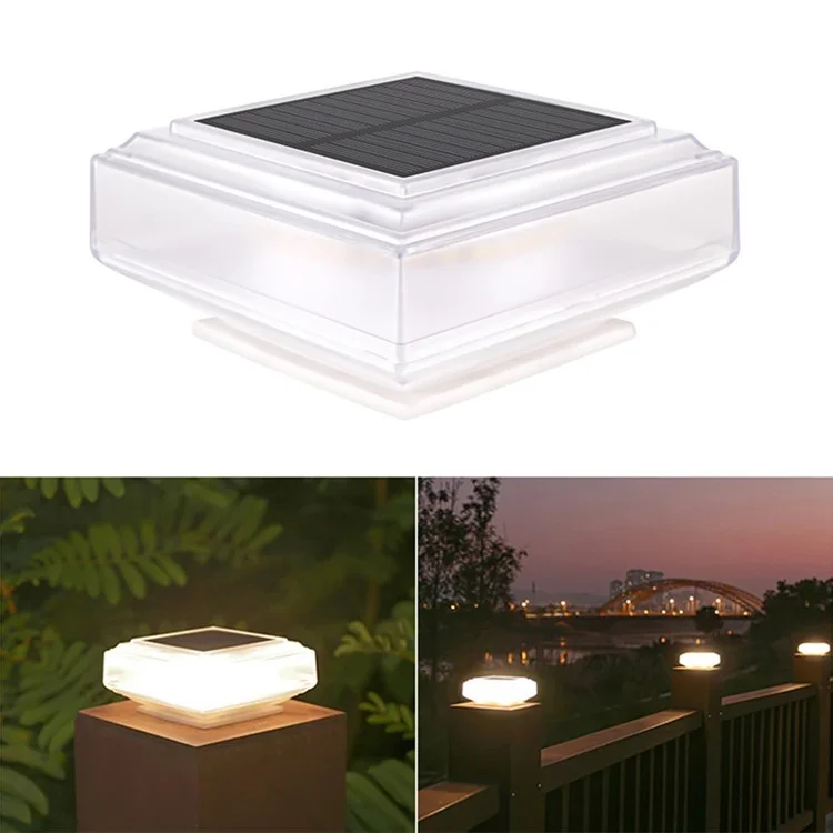Clear Shell Solar Fence Post Light Fence Post Cap Lamp for Deck, Patio, Garden
