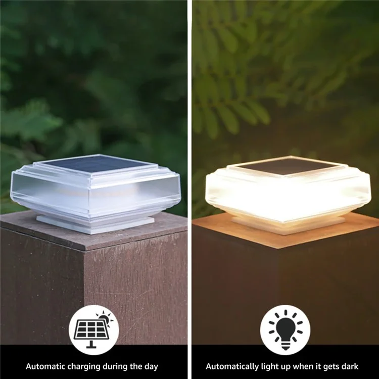 Clear Shell Solar Fence Post Light Fence Post Cap Lamp for Deck, Patio, Garden