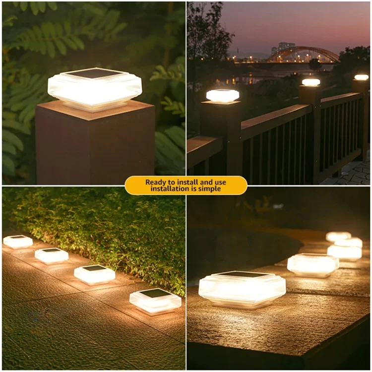 Clear Shell Solar Fence Post Light Fence Post Cap Lamp for Deck, Patio, Garden