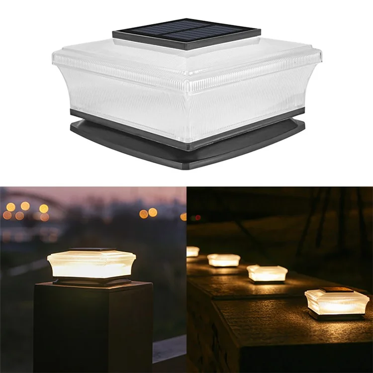 Lampe solaire de poteau de clôture à 4 LED, lampe de poteau de clôture à énergie solaire pour terrasse, patio, jardin