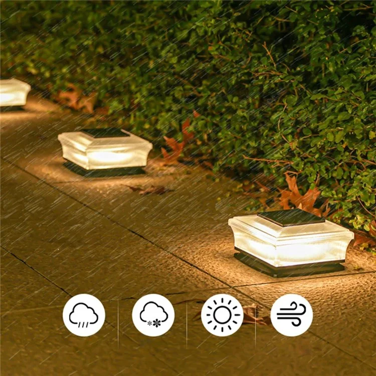 Lampe solaire de poteau de clôture à 4 LED, lampe de poteau de clôture à énergie solaire pour terrasse, patio, jardin
