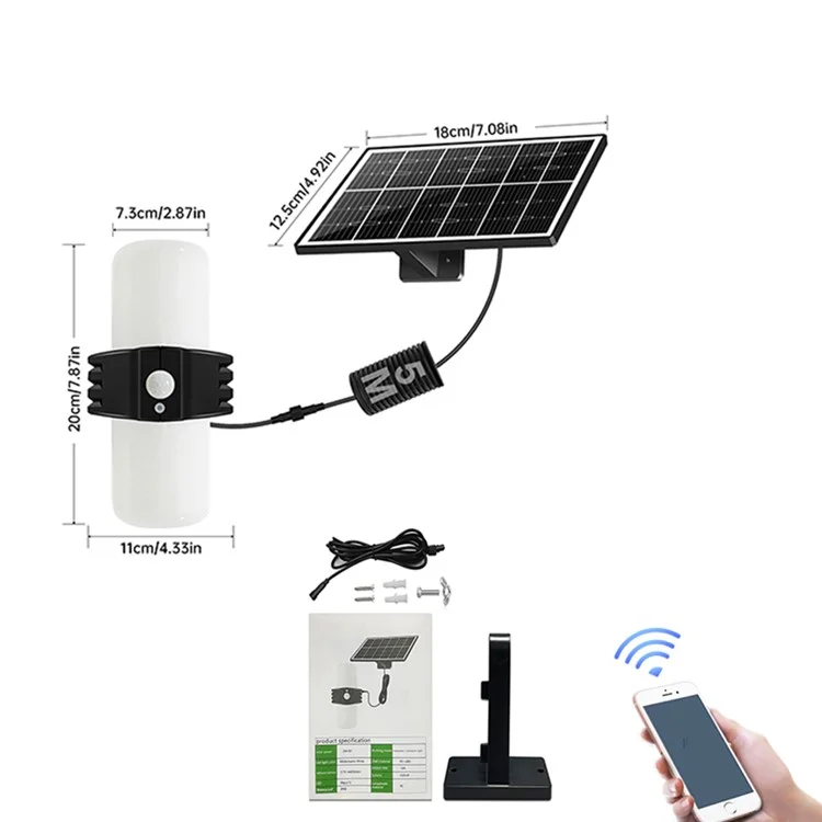 XCN006 Lâmpada Solar Bluetooth à Prova d'Água para Exterior, Luz de Parede para Jardim