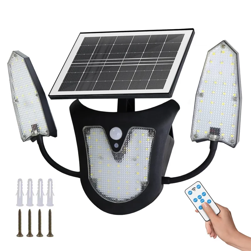 Unabhängiges Solar-Wandleuchte mit 3 Köpfen und LED-Beleuchtung, PIR-Sensor für Bewegungserkennung, für Villa, Garten und Hof