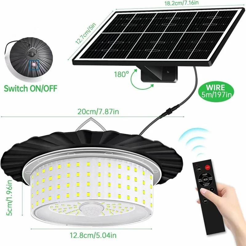 244LED Hanging Solar Light Waterproof Yard Garden Patio Human Body Sensing Light with Remote Control